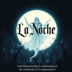 A movie poster featuring a mystical ghost named 'La Noche', illustrated in a captivating and eerie style