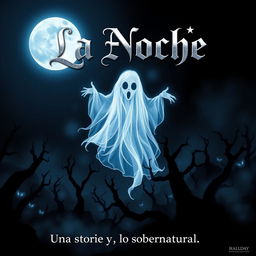 A movie poster featuring a mystical ghost named 'La Noche', illustrated in a captivating and eerie style