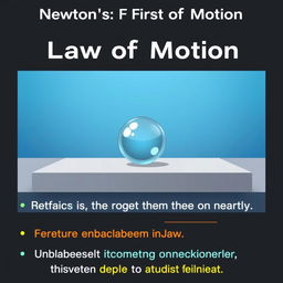A visually engaging short video explaining Newton's First Law of Motion, using dynamic animations to illustrate the concept