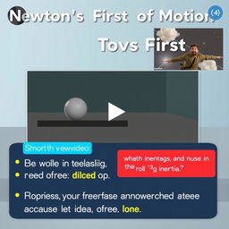 A visually engaging short video explaining Newton's First Law of Motion, using dynamic animations to illustrate the concept