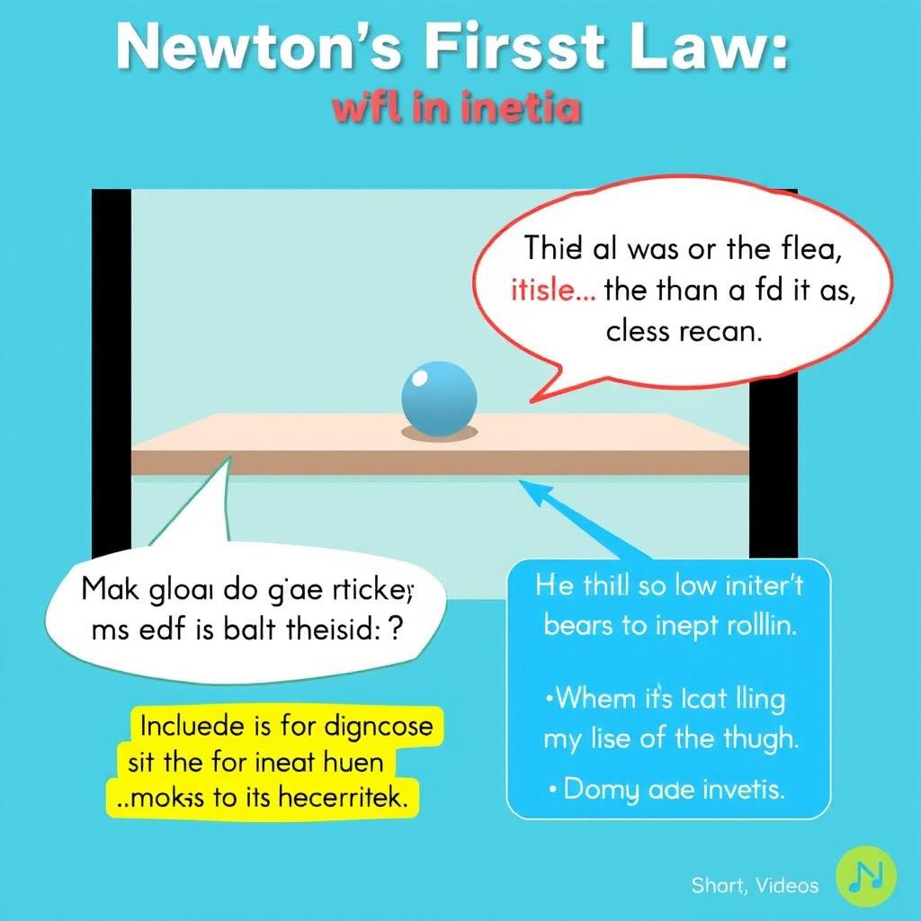 A visually engaging short video explaining Newton's First Law of Motion, using dynamic animations to illustrate the concept
