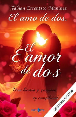 A romantic book cover depicting two souls embracing tenderly in the soft light of a sunset, surrounded by an ethereal and dreamlike ambiance