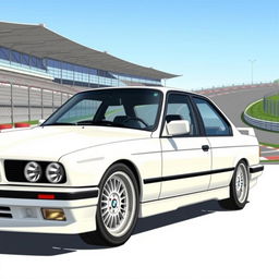 A highly realistic illustration of a BMW E34, featuring the latest design in a pristine white color