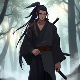 A new character inspired by the Naruto universe, resembling Musashi Miyamoto from Vagabond
