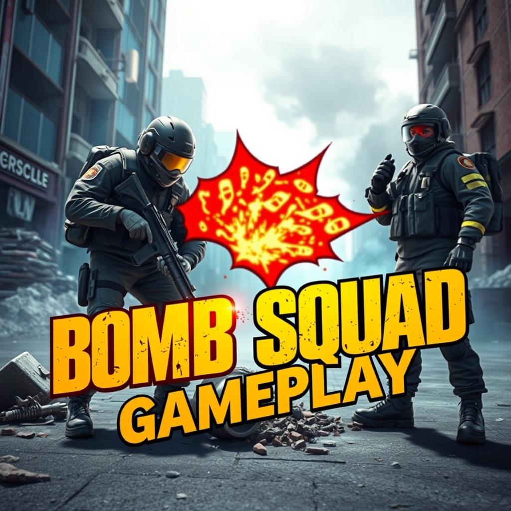 A dynamic and engaging video game thumbnail featuring a bomb squad team in action