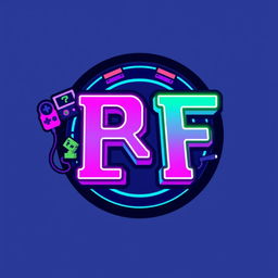 A retro-style arcade machine logo featuring the letters 'RF'