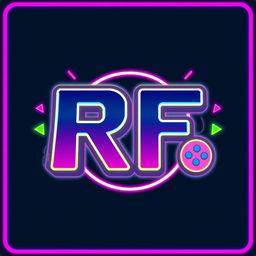 A retro-style arcade machine logo featuring the letters 'RF'