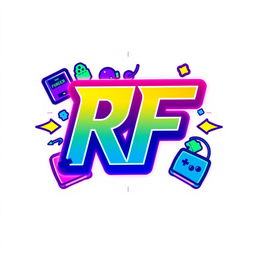 A retro-style arcade machine logo featuring the letters 'RF'