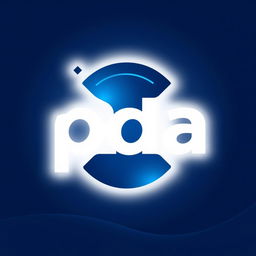 A sleek and modern logo design for a PDA system featuring a dark blue color scheme