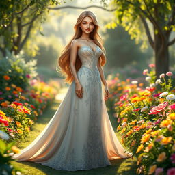 A stunning 3D representation of a beautiful young woman showcasing her full body