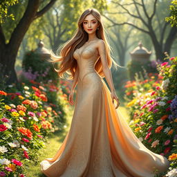A stunning 3D representation of a beautiful young woman showcasing her full body