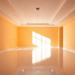 A beautifully enhanced photo of a vibrant interior with entirely new and immaculate walls, floor, and false ceilings, designed to create a bright and inviting atmosphere
