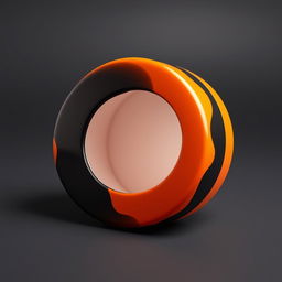 Round box packaging featuring a hollow center, creatively designed to resemble a delicious orange and black donut