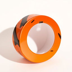Round box packaging featuring a hollow center, creatively designed to resemble a delicious orange and black donut