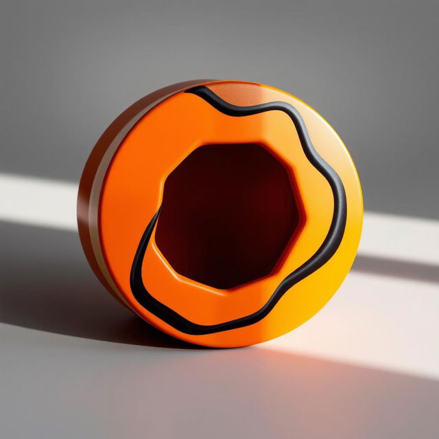 Round box packaging featuring a hollow center, creatively designed to resemble a delicious orange and black donut