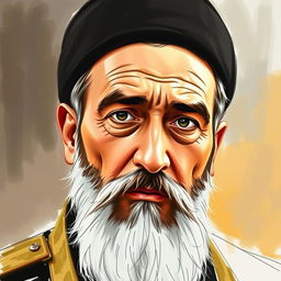 A portrait of Qazi Mohammad, the leader of Kurdistan, created using a combination of sketch techniques and oil paint