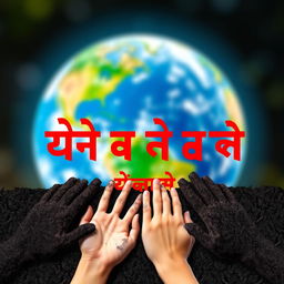 A vibrant poster showcasing a blurred background of Earth, symbolizing unity and love