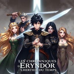 Cover illustration for the fantasy book 'Les Chroniques d'Eryndor: L'Héritier du Temps'