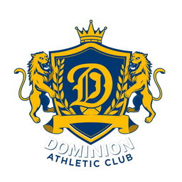 A vibrant and dynamic crest design for a fictional soccer team named "Dominion Athletic Club"
