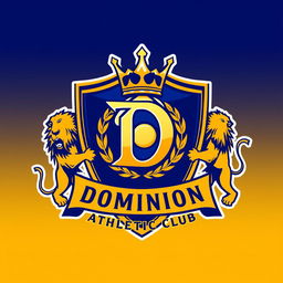 A vibrant and dynamic crest design for a fictional soccer team named "Dominion Athletic Club"