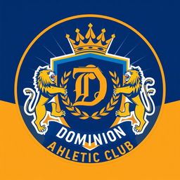 A vibrant and dynamic crest design for a fictional soccer team named "Dominion Athletic Club"
