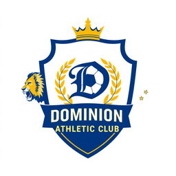 A vibrant and dynamic crest design for a fictional soccer team named "Dominion Athletic Club"