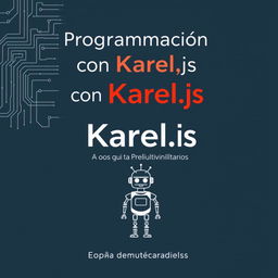 A professional and sleek book cover designed for 'Programación con Karel