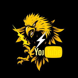 A fierce light yellow eagle with a powerful beak, gripping a lightning bolt ⚡ in one claw
