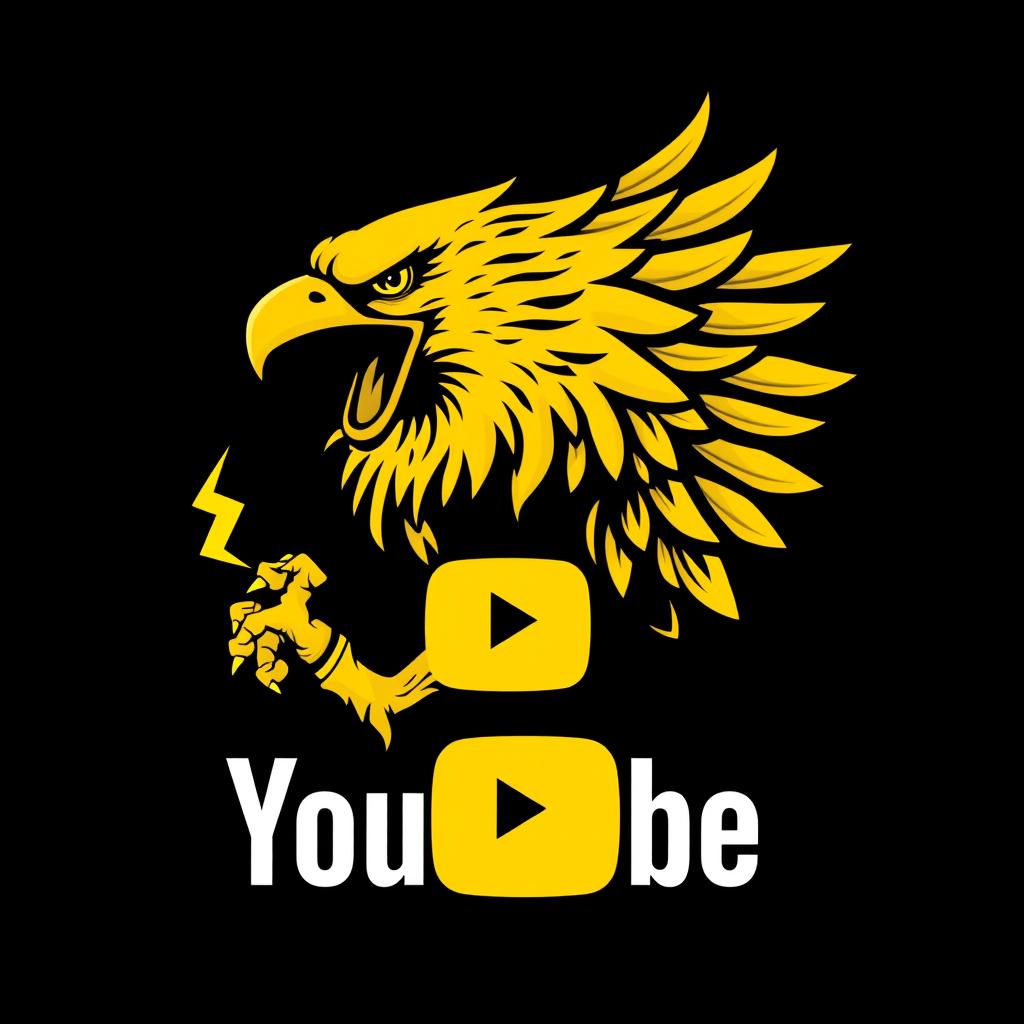 A fierce light yellow eagle with a powerful beak, gripping a lightning bolt ⚡ in one claw