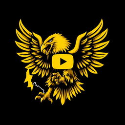 A fierce light yellow eagle with a powerful beak, gripping a lightning bolt ⚡ in one claw