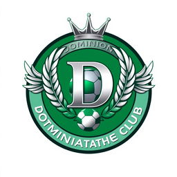 A vibrant and dynamic circular crest design for a fictional soccer team named "Dominion Athletic Club"