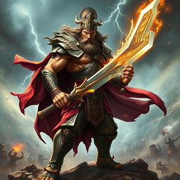 A powerful and fierce warrior from ancient mythology, embodying the spirit of battle and conquest