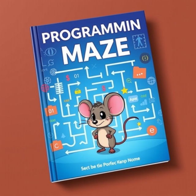 A captivating book cover featuring a programming-themed maze as the background, illustrating various coding elements, symbols, and paths that represent logical algorithms and programming concepts