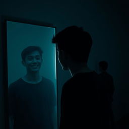 A thought-provoking scene depicting the pain of artificial smiles and increasing distances in relationships