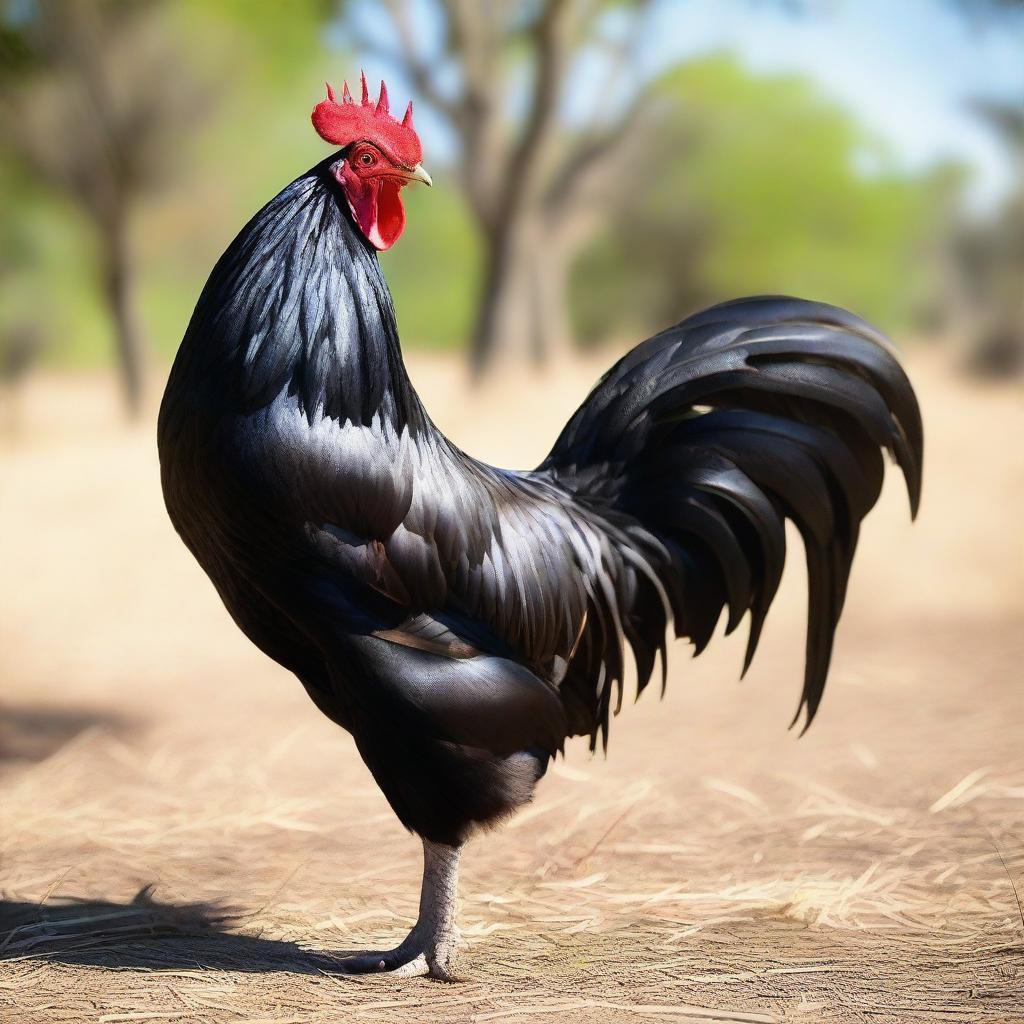 An image of a large, majestic black rooster