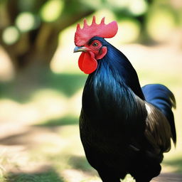 An image of a large, majestic black rooster