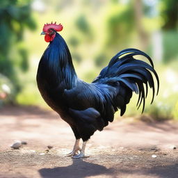 An image of a large, majestic black rooster