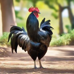 An image of a large, majestic black rooster