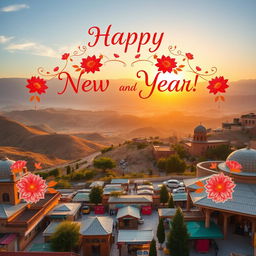 A picturesque scene of Iran, showcasing its stunning landscapes, with rolling hills, iconic Persian architecture, and vibrant markets