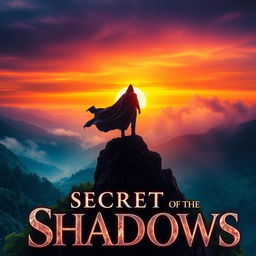 A visually striking movie poster featuring a mysterious figure standing on a foggy mountaintop at sunset