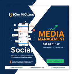 A professional advertisement for a social media management service based in Cochabamba