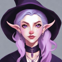 A high-resolution digital art image featuring an 18-year-old witch tiefling