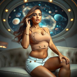 A full body image of a sexy mature woman (MILF) in a glamorous pose