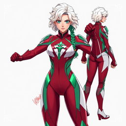 Design a unique hero suit for an 18-year-old female hero named Crimson, who possesses the quirk to harden her blood for weaponry and freeze opponents' blood
