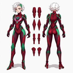 Design a unique hero suit for an 18-year-old female hero named Crimson, who possesses the quirk to harden her blood for weaponry and freeze opponents' blood