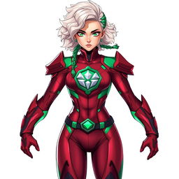 Design a unique hero suit for an 18-year-old female hero named Crimson, who possesses the quirk to harden her blood for weaponry and freeze opponents' blood