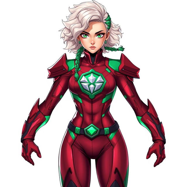 Design a unique hero suit for an 18-year-old female hero named Crimson, who possesses the quirk to harden her blood for weaponry and freeze opponents' blood