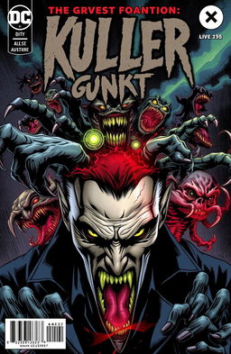 A dynamic and eye-catching comic book cover featuring a sinister-looking killer with a dark, intense expression, surrounded by nightmarish monsters bursting out of his head