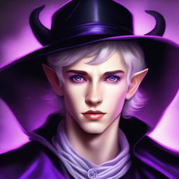 An exquisite digital art piece that captures an 18-year-old tiefling boy