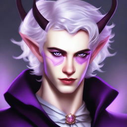 An exquisite digital art piece that captures an 18-year-old tiefling boy